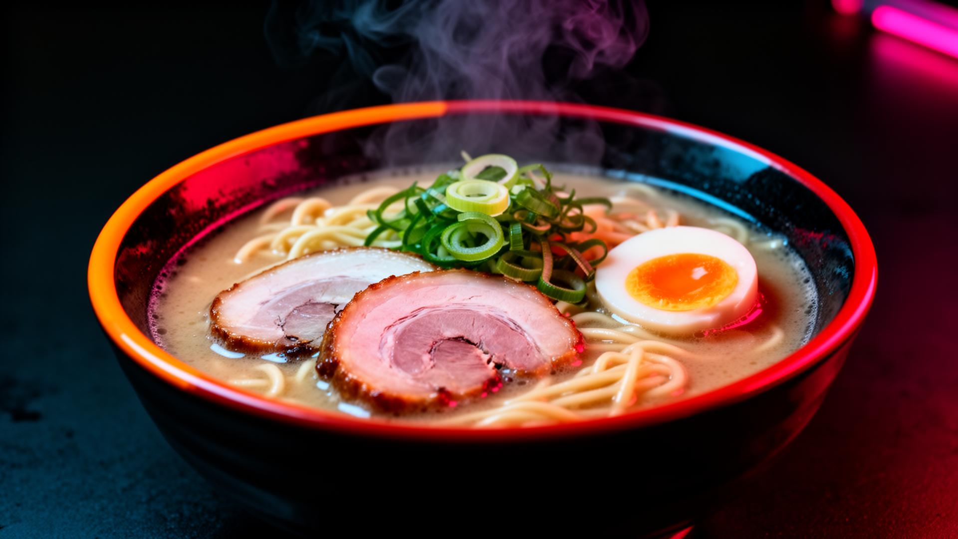 Premium tonkotsu ramen with steam